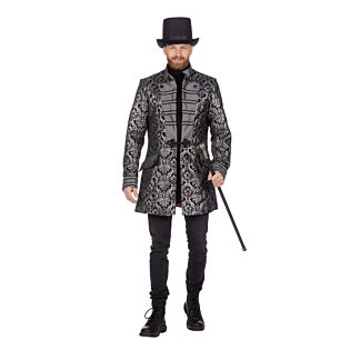 Luxe jas brokaat zwart/zilver 