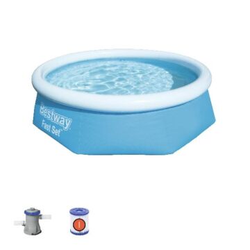 Opblaas zwembad fast set inclusief filterpomp rond Ø 244 cm - Bestway Opblaas zwembad fast set inclusief filterpomp rond Ø 244 cm - Bestway