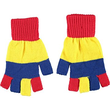 Vingerloze carnaval handschoenen rood/geel/blauw - Apollo