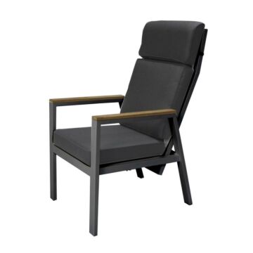 Tuinstoel Stefano XL verstelbaar antraciet  Teak