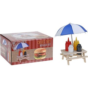 Cruetset met houten tafel 6-delig