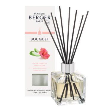 Parfumverspreider met sticks Cube 125ml Amour d'Hibiscus - Lampe Berger