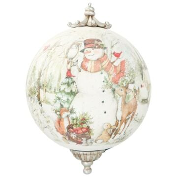 Kerstbal sneeuwman zilver Ø 25 cm