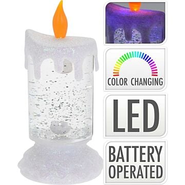 LED kaars glitters color changing 18 cm