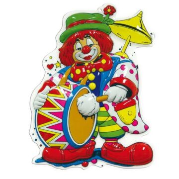 Wanddecoratie Clown met Trommel 60 cm