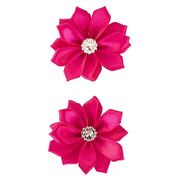 Bloem satijn met steen 6 cm magenta