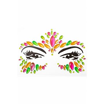 Neon glow gezichtssticker oranje roze groen