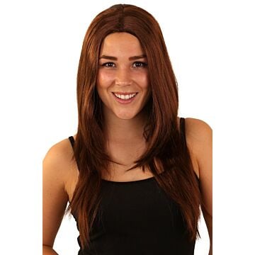 Pruik bruin lang haar