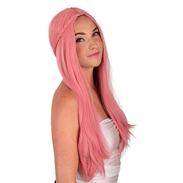 Pruik Eowyn roze met vlechten Pruik Eowyn roze met vlechten