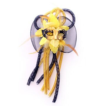 Broche bloem en oogmasker geel