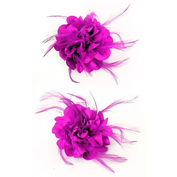 Bloem op speld met veertjes roze