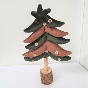 Boom velours op stam bruin groen 23 cm