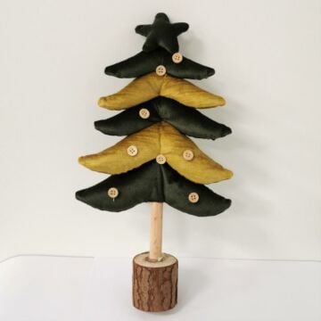 Kerstboom velours oker/groen