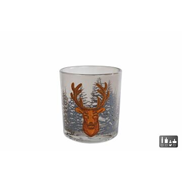 Theelichthouder rendier glas Ø 7 cm