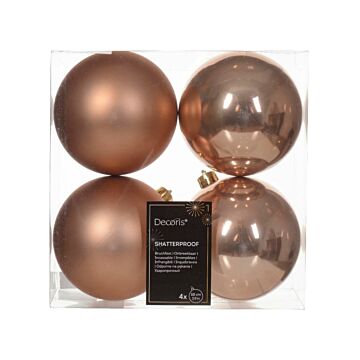 Kerstballen sprankelend roze kunststof mix Ø 10 cm set van 4 - Decoris