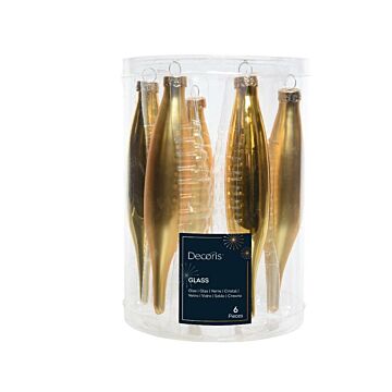 Ijspegel glas enamel lichtgoud Ø 3 cm set van 6 - Decoris
