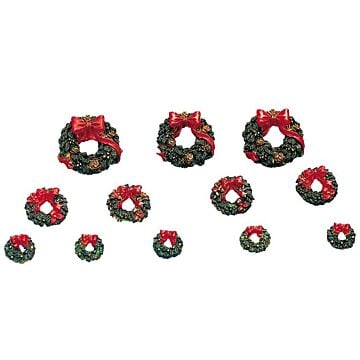 Lemax Wreaths met Red Bow, set van 12