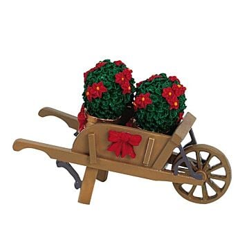 Lemax Wheelbarrow met Poinsettias