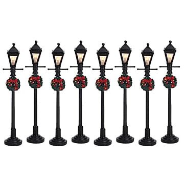 Lemax Gas Lantern Street Lamp, set van 8, B/O (4.5V)