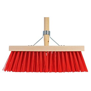 Talen Tools bezem B35cm rood en steel H1.4m