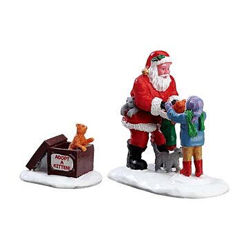 Lemax Santa and Kittens, set van 2