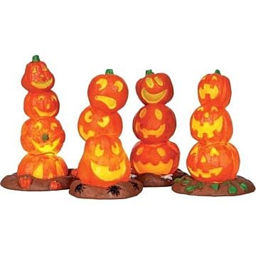 Lemax Light Up Pumpkin Stack, set van 4, B/O (4.5V)