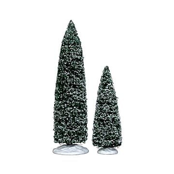 Lemax Snowy Juniper Tree, large & medium, set van 2