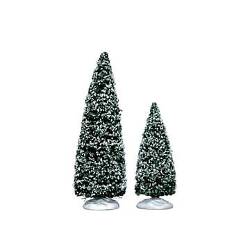 Lemax Snowy Juniper Tree, medium & small, set van 2
