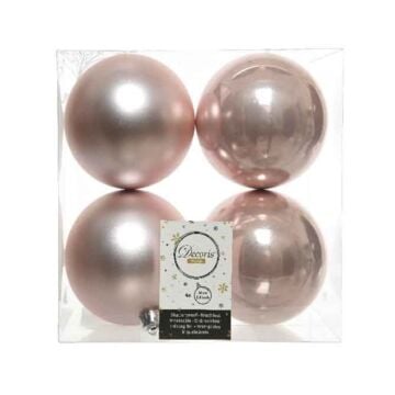 Shatterproof Plain Baubles Sh-Matt Pink 4 pcs