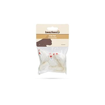 Pluche muisje wit 3 stuks L 5 cm - Beeztees