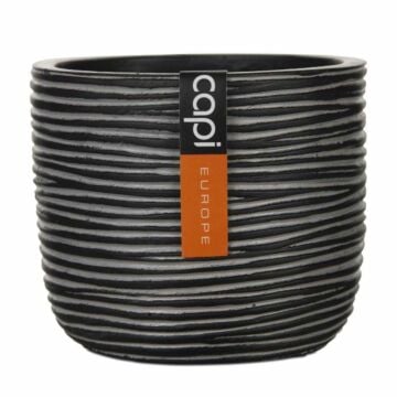 Bloempot rib zwart Ø 10 cm