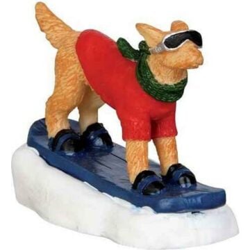 Lemax Snowboarding Dog