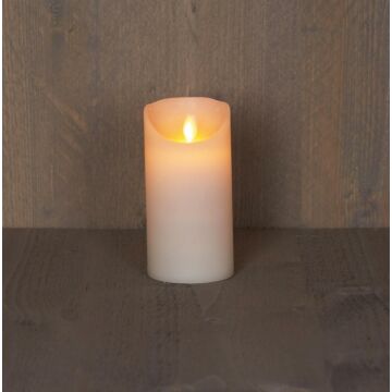 LED-kaars rustiek ivoor wax 15 cm
