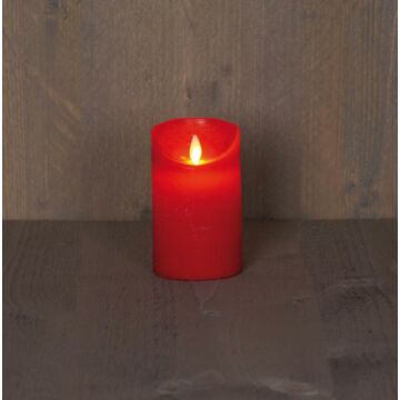 LED-kaars rood rustiek wax 12,5 cm