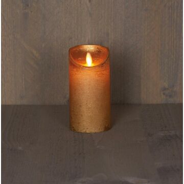 Kaars wax goud met bewegende vlam op batterij 15 cm - Anna's Collection