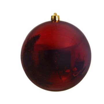 Shatterproof Plain Bauble Shiny Dark Red 14 cm