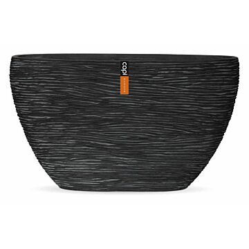 Planter ovaal rib  zwart 59 cm - Capi