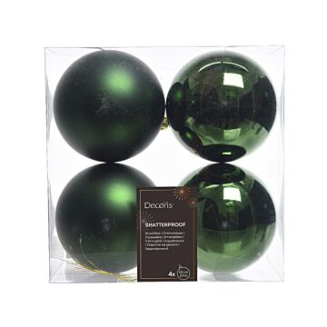 Kerstballen dennengroen kunststof mix Ø 10 cm set van 4 - Decoris