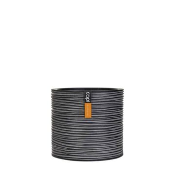 Pot cylinder rib zwart Ø 14 cm