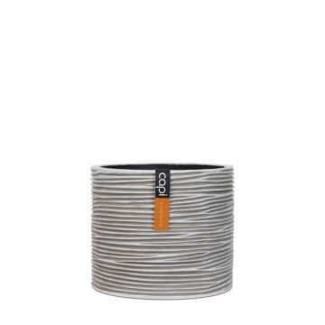 Pot cylinder rib beige Ø 14 cm