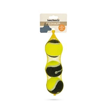 Fetch sponsbal blauw/geel 3st 6.3 cm - Beeztees