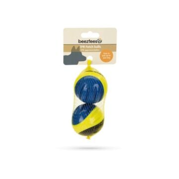 Hondenspeelgoed fetch bal 2 stuks blauw/geel/zwart 