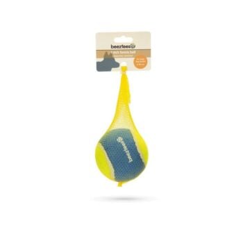 Hondenspeelgoed fetch tennisbal blauw/geel 10 cm