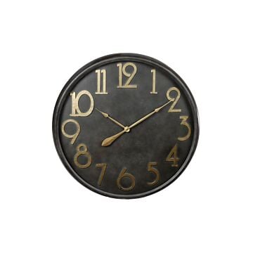 Wandklok metaal zwart goud L Ø 80,5 cm