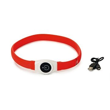 Lichtgevende halsband + USB rood - verstelbaar - Beeztees