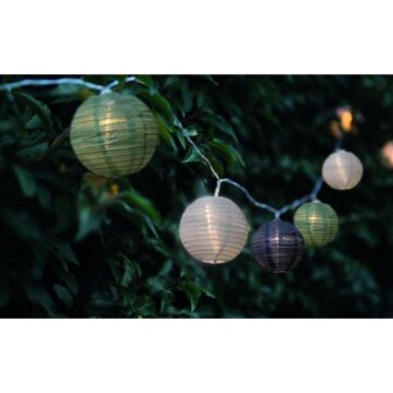 Solar lampion wit / grijs / groen D8cm S10