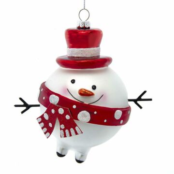 Red & White Snowman glas ornament 12,5 cm - Kurt Adler