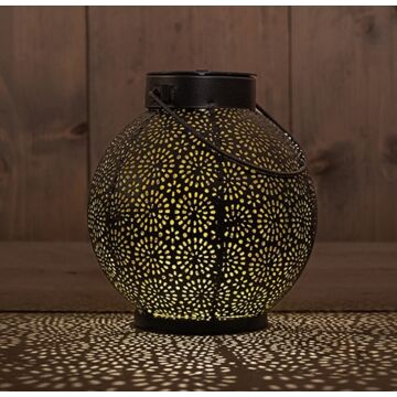 Solar lantaarn metaal zwart 14 cm