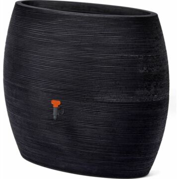 Regenton Plantenbak rib 250L zwart - Capi