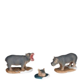 Hippopotamus family 3 stuks - l9,5xb5xh6cm